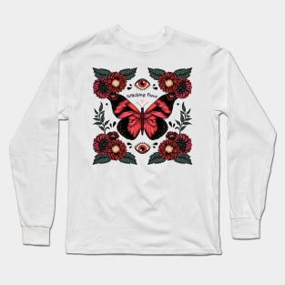 Witching hour - butterfly, magic, witch, plants, floral, flowers, type, typography Long Sleeve T-Shirt